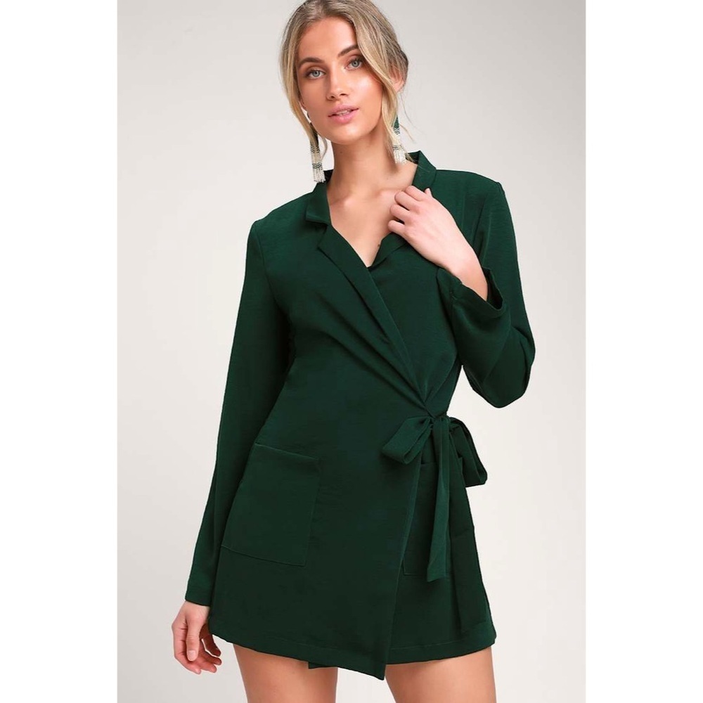 NWT Lulu's Hollywood Nights Forest Green Blazer Romper